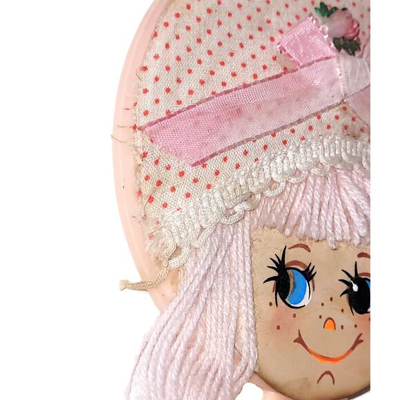 10" Vintage Childs Doll Face Hand Held Mini Doll Mirror - Picture 4 of 6